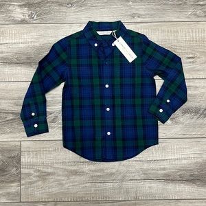 Janie and Jack blue green plaid shirt size 3